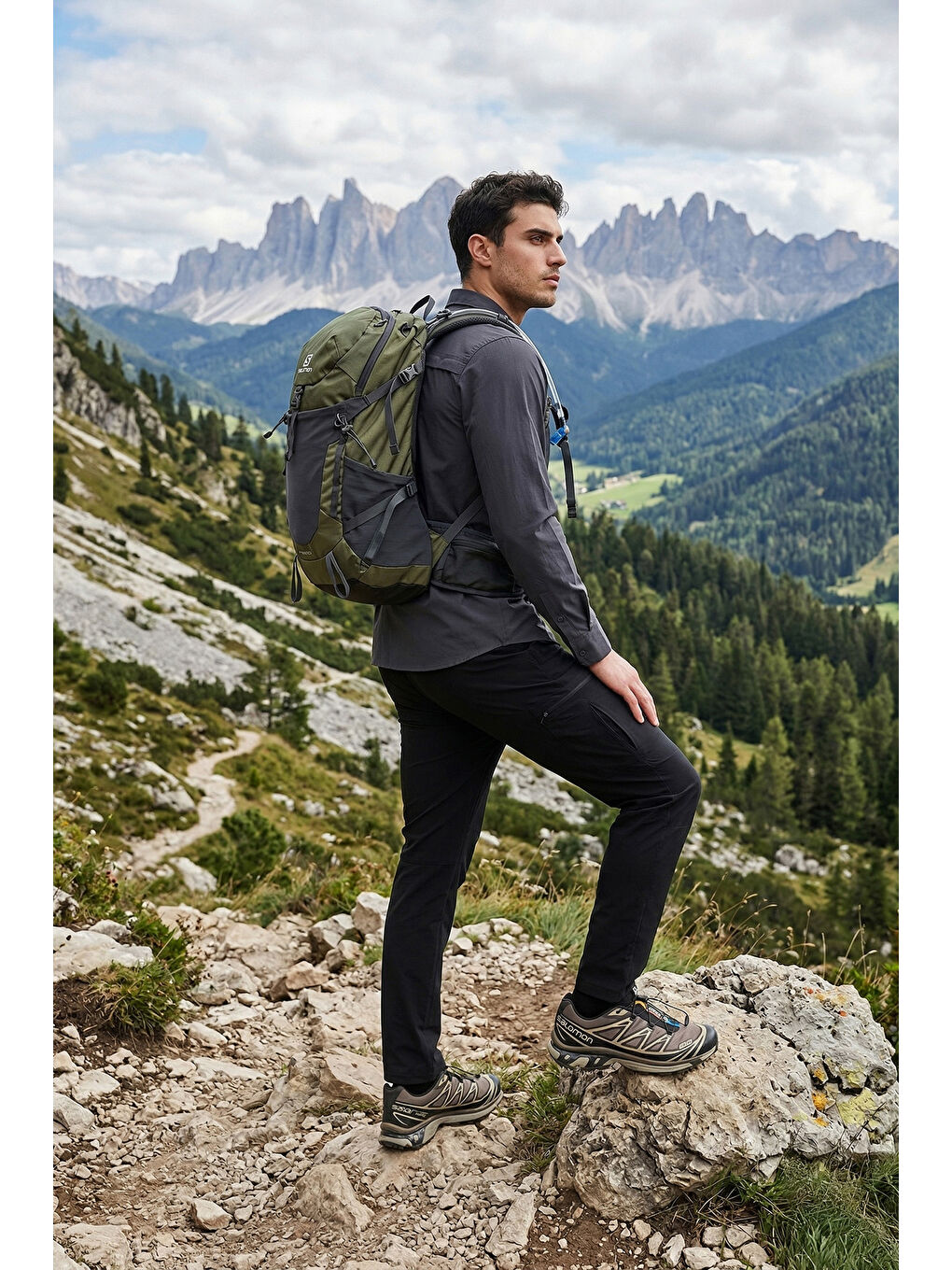 Siyah Normal Kalıp Kargo Cepli Lastikli Bel Trekking ve Kurye 2'li Paket Pantolon 693710S2-1