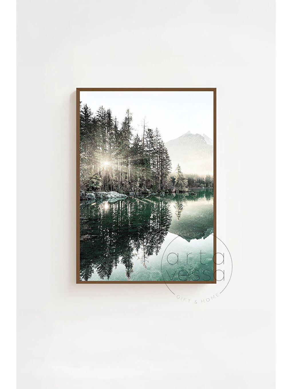 Beyaz 3 Parça Kahverengi Gerçek Ahşap Çerçeveli Tablo Seti - Model 4 - ERSY3KHVCRV4-2030-3