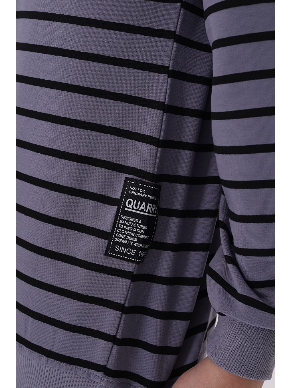 Gri Erkek Çocuk Çizgili Sweatshirt-6