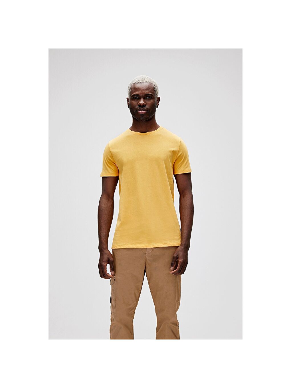 Major Erkek Sarı Bisiklet Yaka Tişört