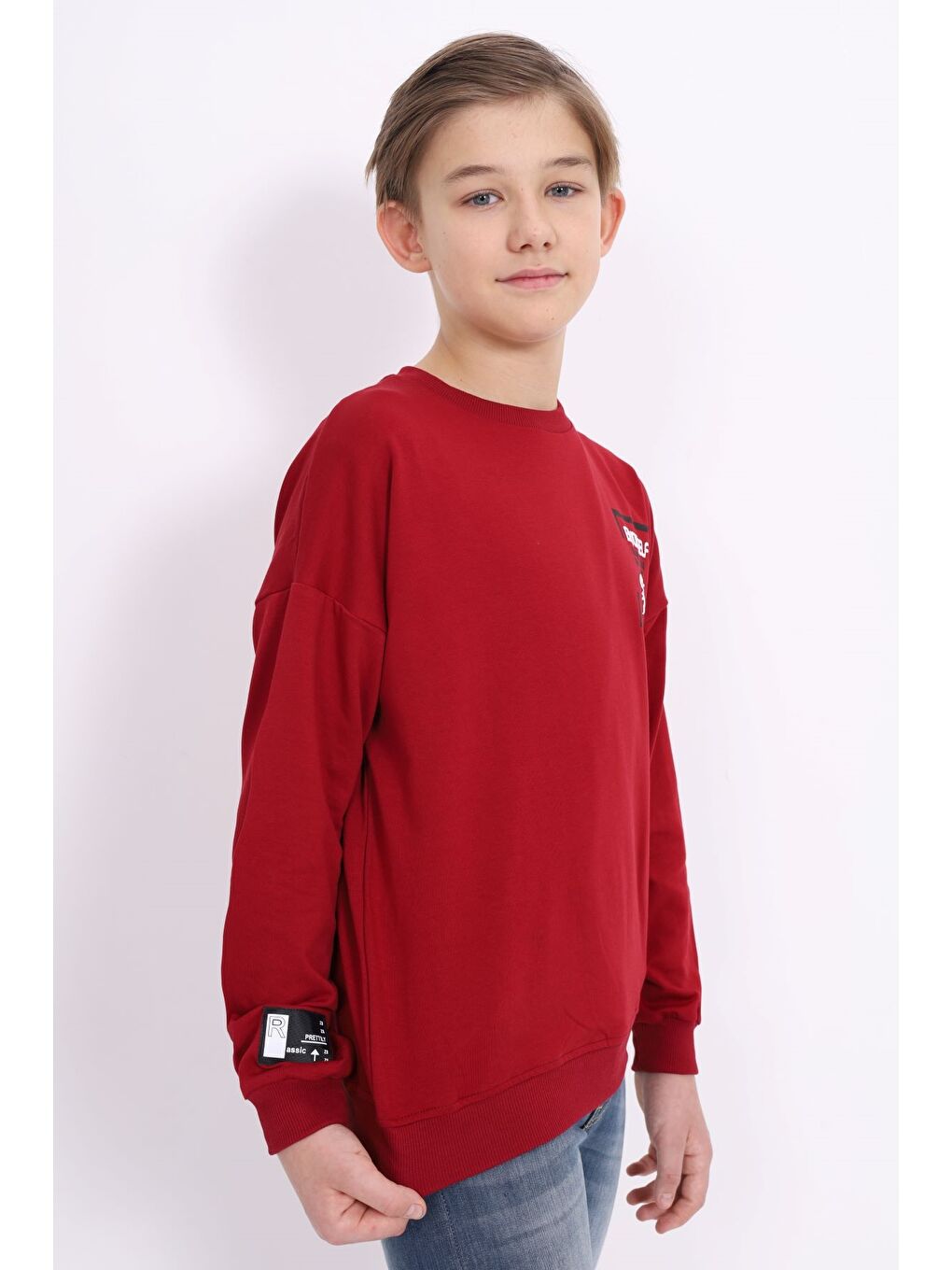 Bordo Erkek Çocuk Baskılı Sweatshirt-3