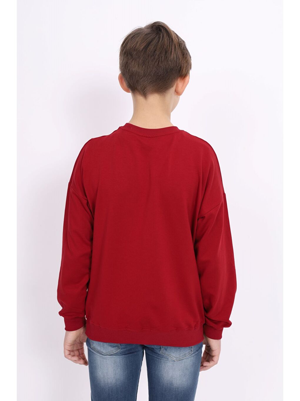 Bordo Erkek Çocuk Baskılı Sweatshirt-4