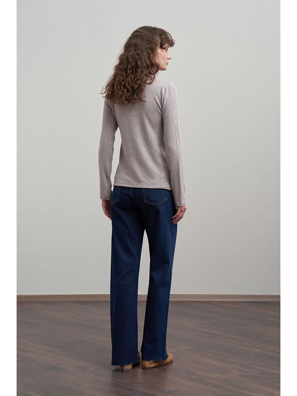 Bej Vizon-Yarım Balıkçı Uzun Kol Kazak-2