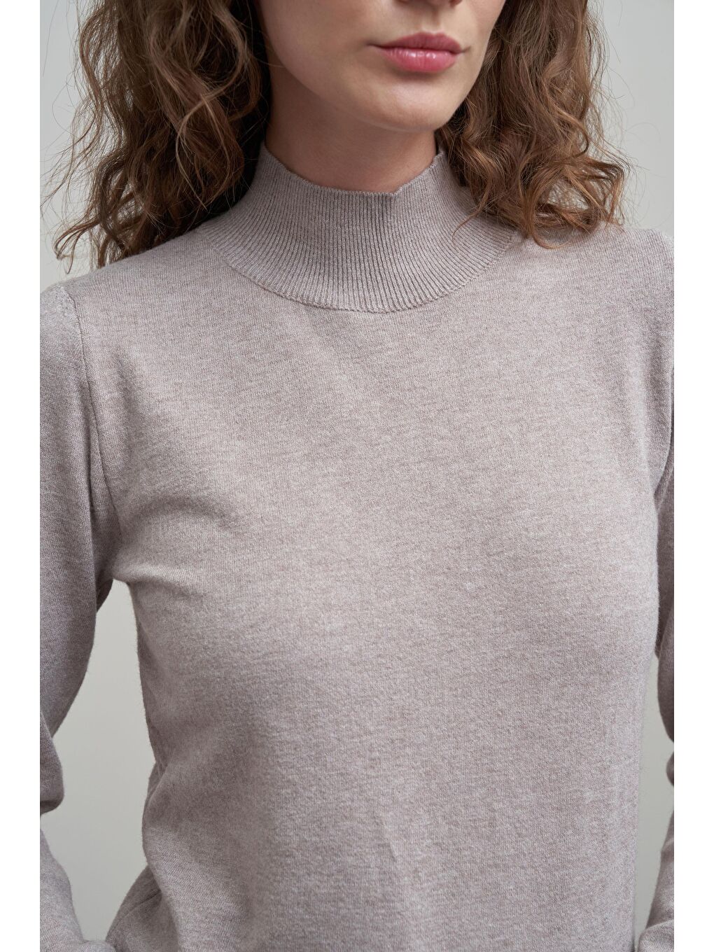 Bej Vizon-Yarım Balıkçı Uzun Kol Kazak-3