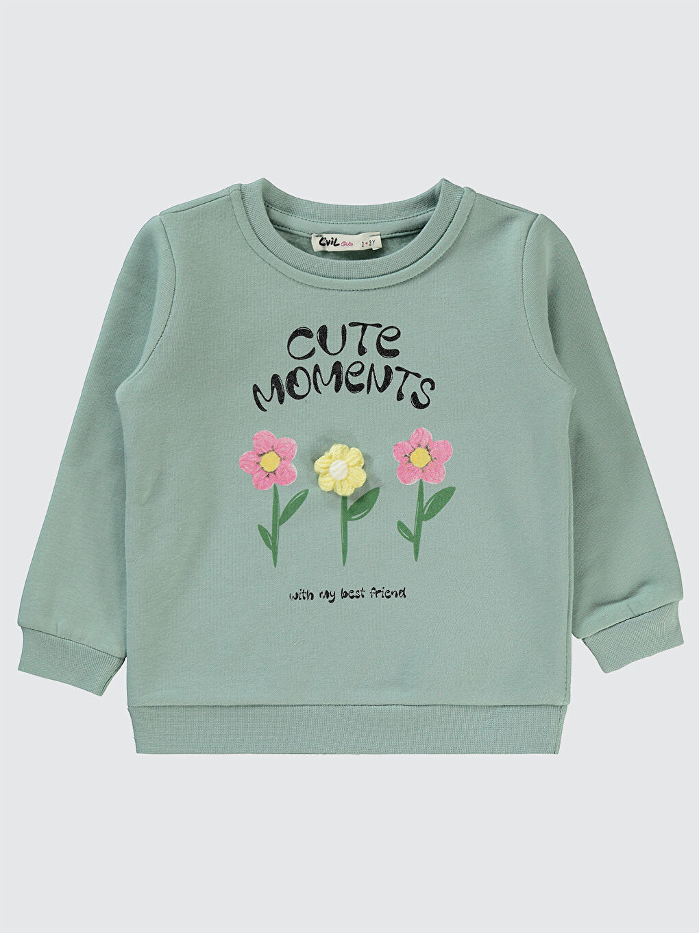 Civil Fıstık Yeşili Girls Kız Çocuk Sweatshirt 2-5 Yaş Çağla Yeşili