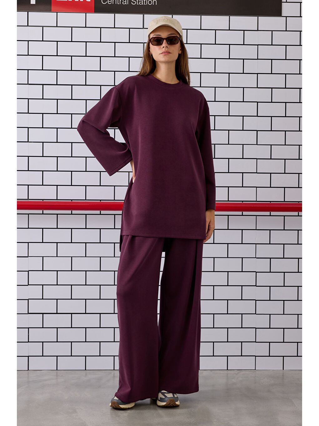 Modal Basic Uzun Sweat Bordo