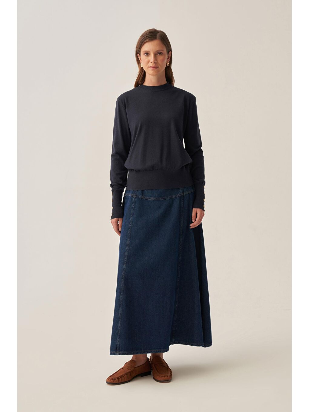 Lacivert-Gold Dügmeli Kazak-1