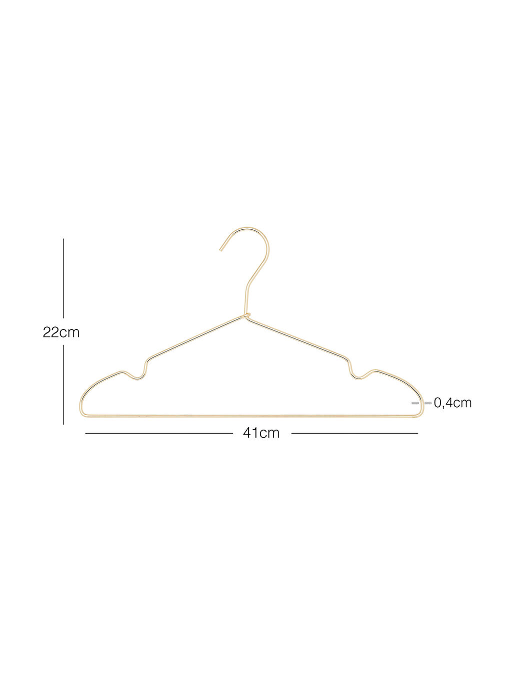 Sarı 12'li Altın Renk Metal Giysi Askısı 22 x 41 x 0.4 cm-6