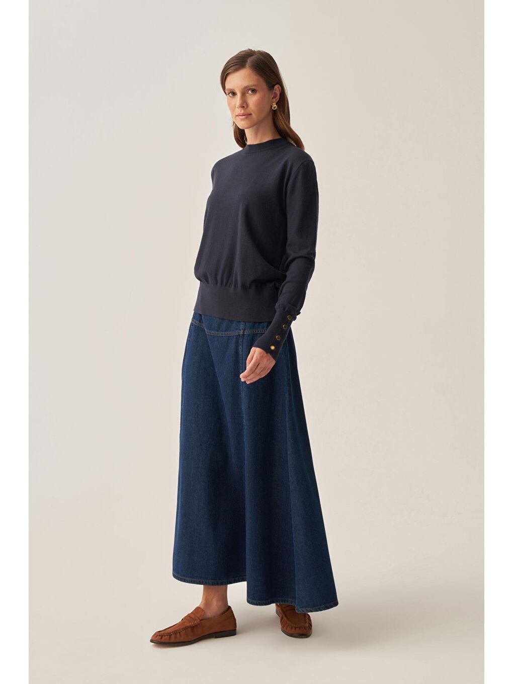 Lacivert-Gold Dügmeli Kazak-2