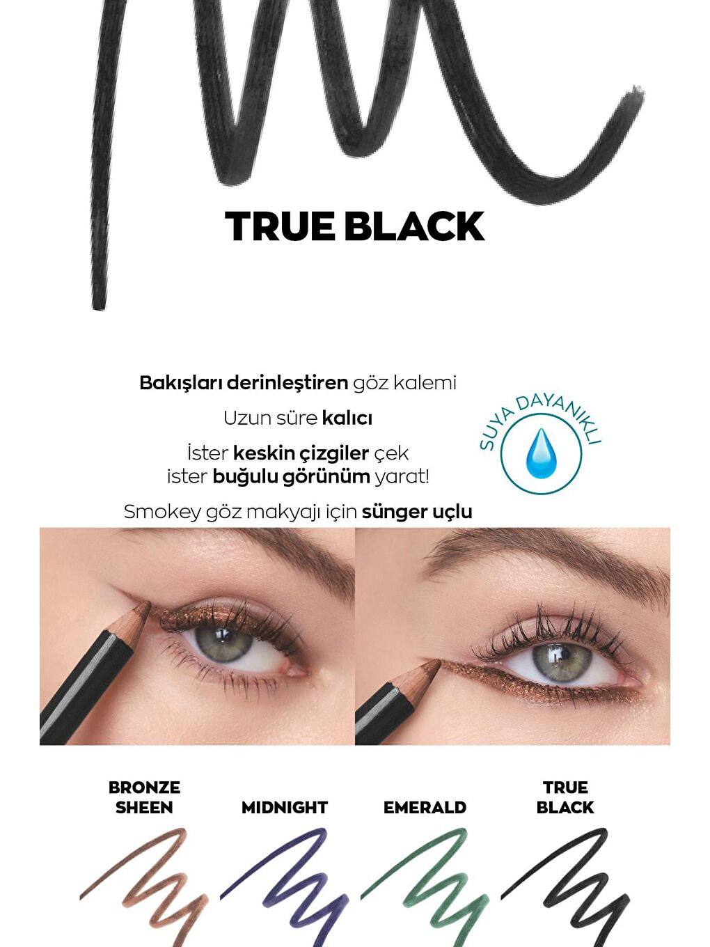 AVON Renksiz Kohl Sünger Uçlu Suya Dayanıklı Göz Kalemi True Black - 1