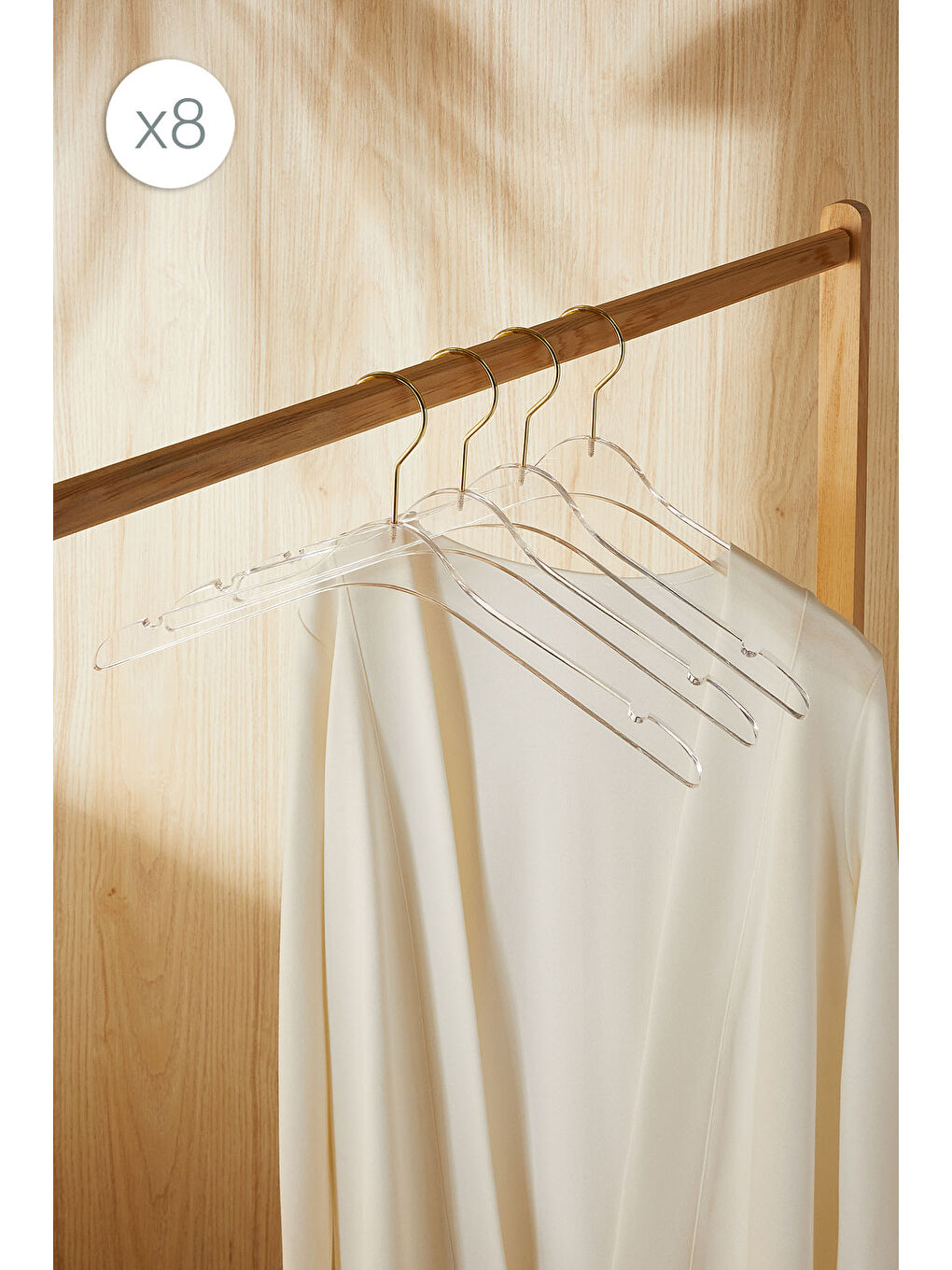 Renksiz 8'li Şeffaf Akrilik Giysi Askısı 21.5 x 38.5 x 1 cm