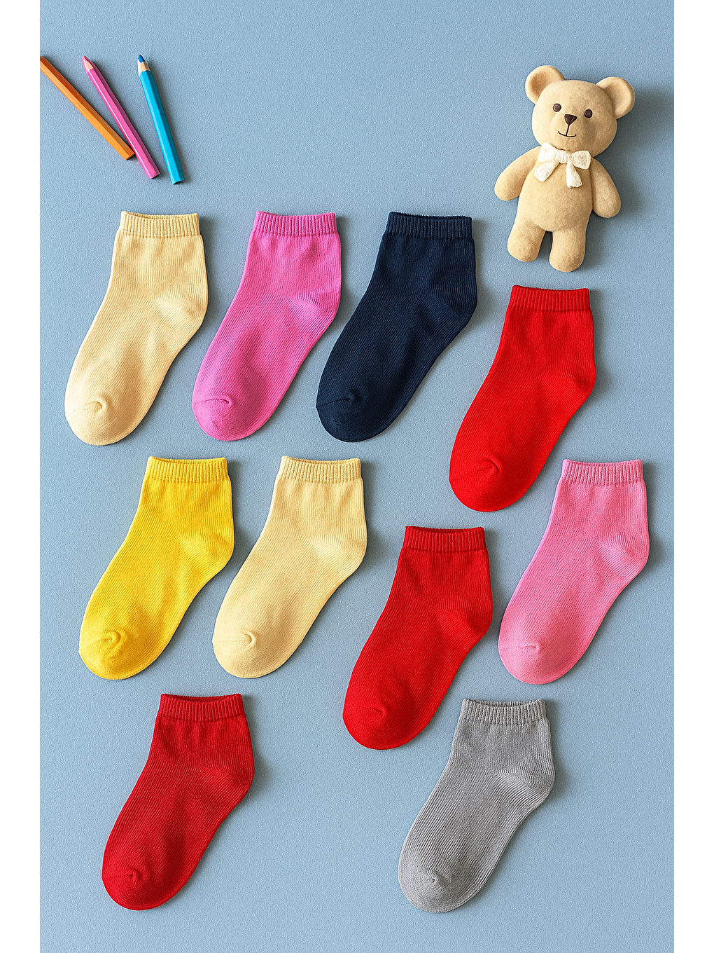 Çocuk 10'Lu Karışık Sürpriz Paket Step Çorap