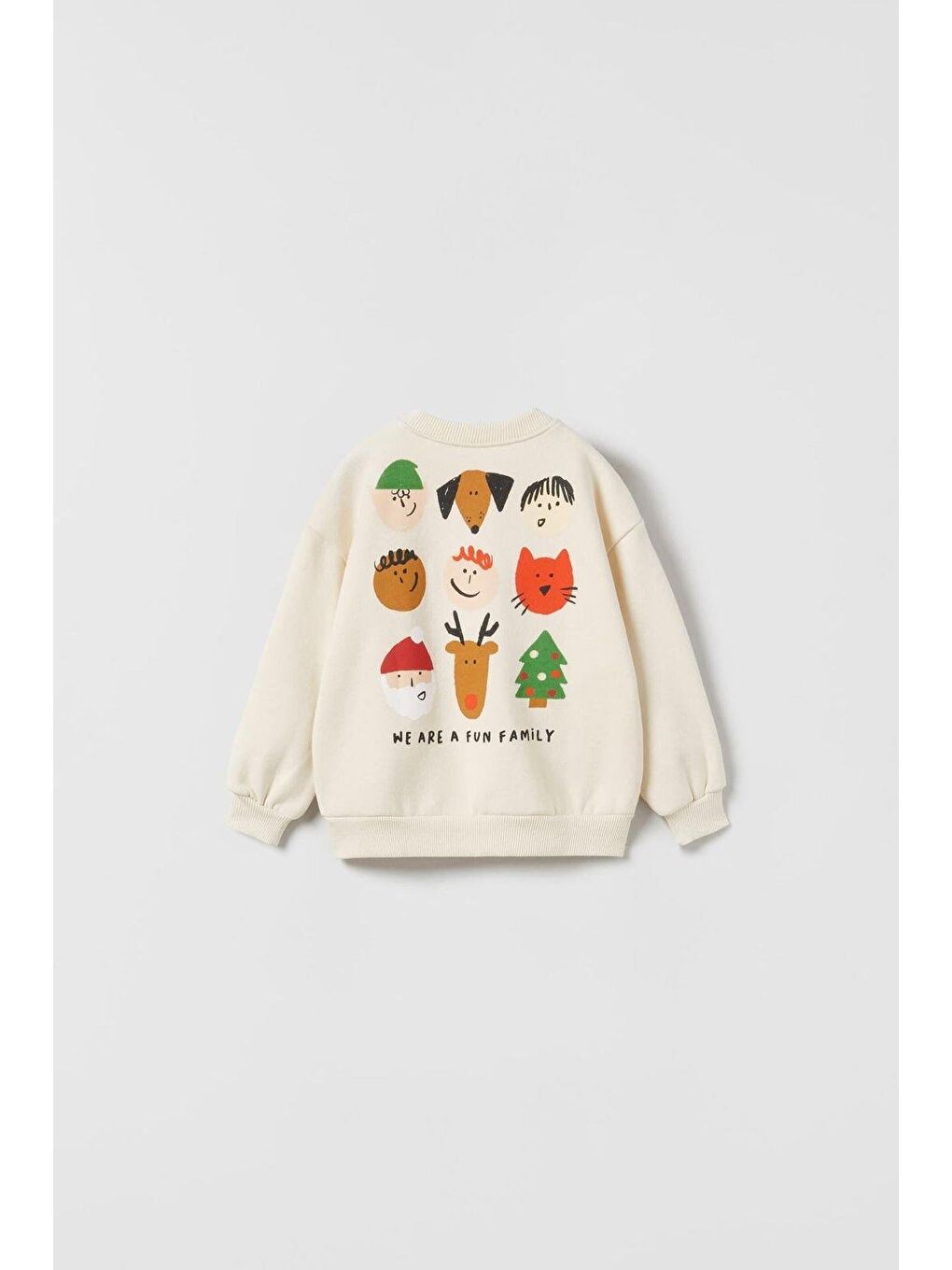 Ekru Unisex Çocuk Pamuklu Krem Yılbaşı Figürlü Eşofman Takımı – Rahat Kesim-1