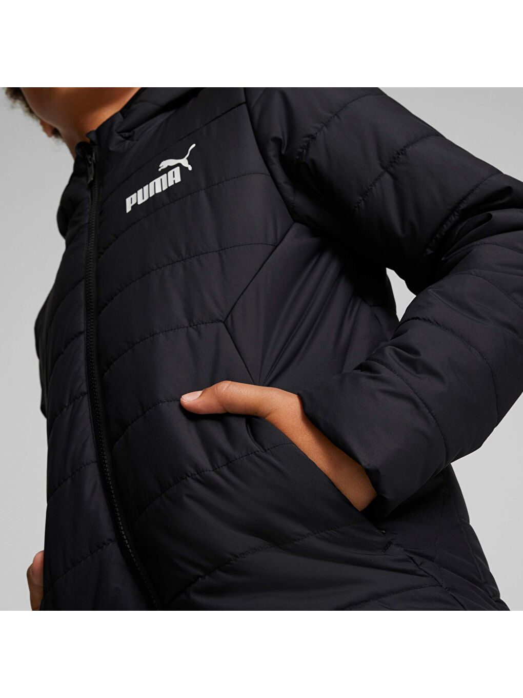 Siyah ESSENTIALS Genç Çocuk Şişme Mont-2