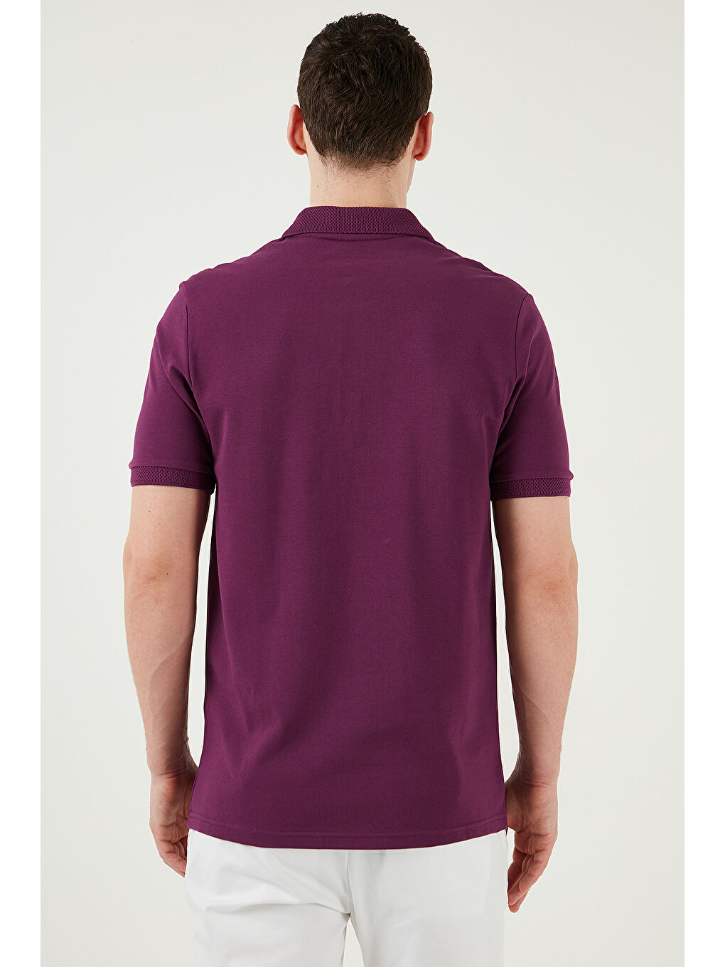 Mürdüm Pamuklu Regular Fit Yarım Fermuarlı Polo Yaka %100 Pamuk Tişört 5903008-6