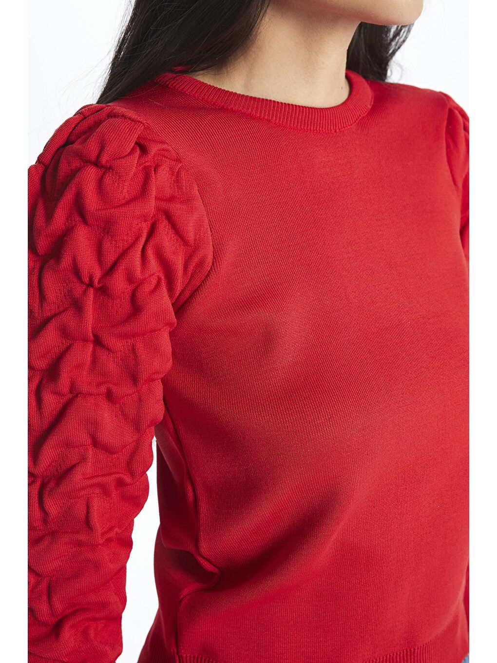 Kırmızı Kolları Jakar Desenli Kazak-2