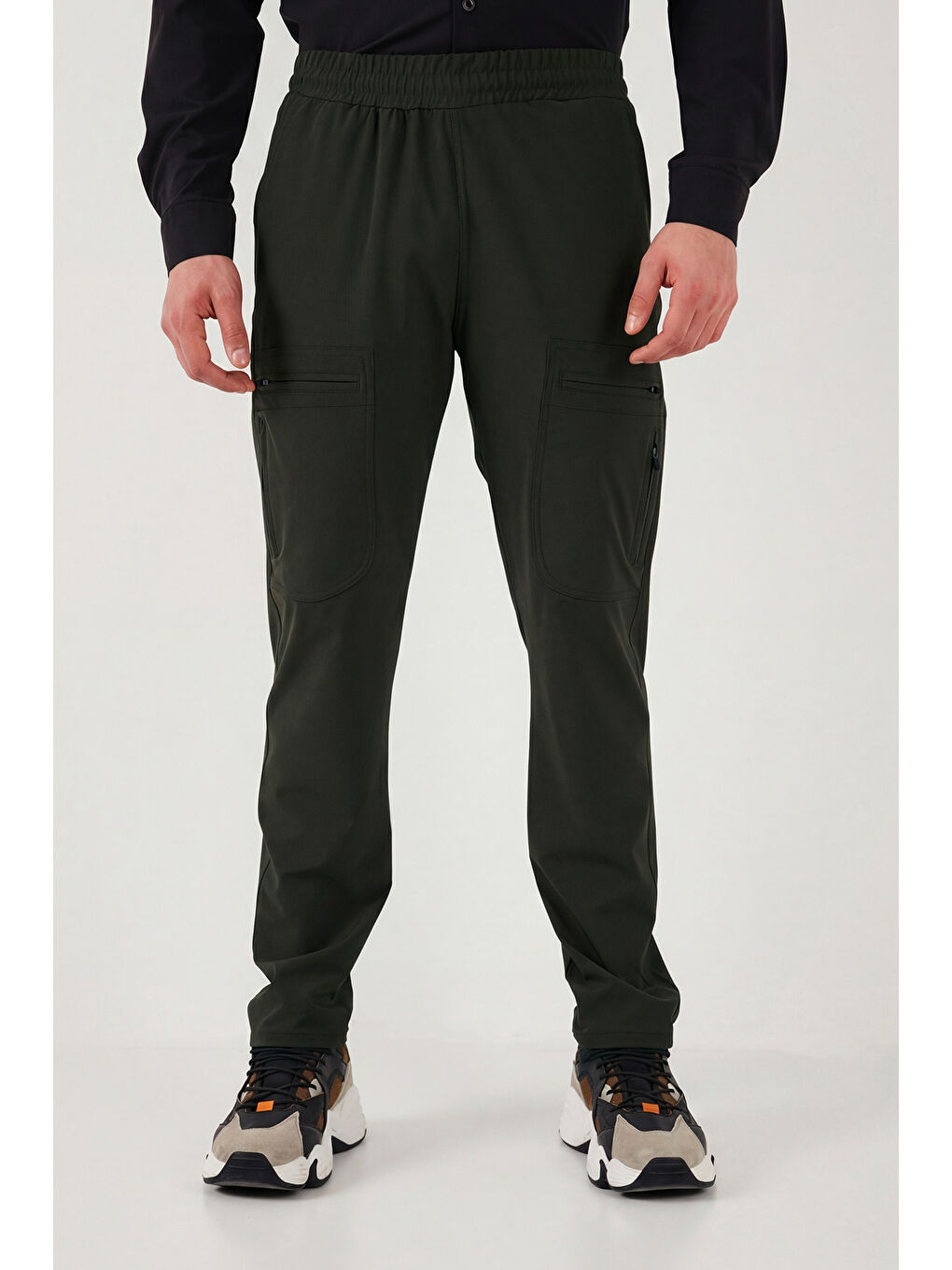 Gri Normal Kalıp Kargo Cepli Lastikli Bel Trekking ve Kurye 2'li Paket Pantolon 693710S2-4