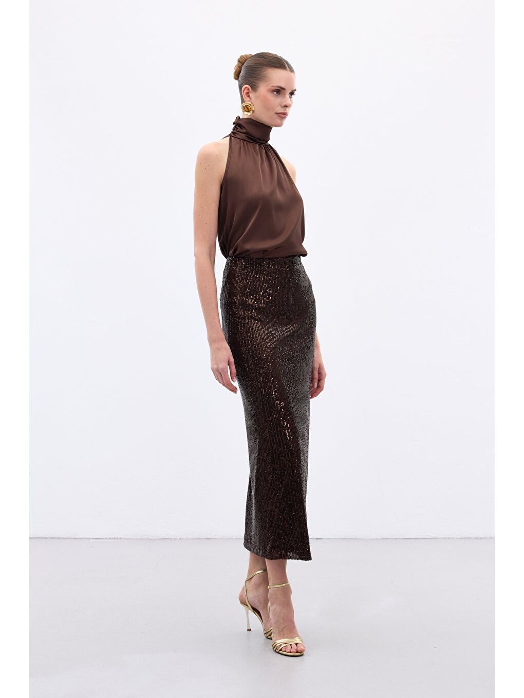 Kahverengi Karolin Midi Etek - Kahve