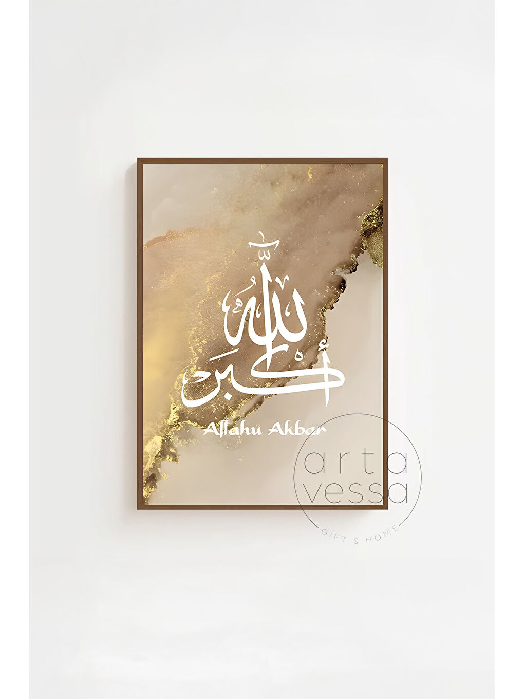 Beyaz 3 Parça Kahverengi Gerçek Ahşap Çerçeveli Tablo Seti - Model 19 - ERSY3KHVCRV19-3348-1