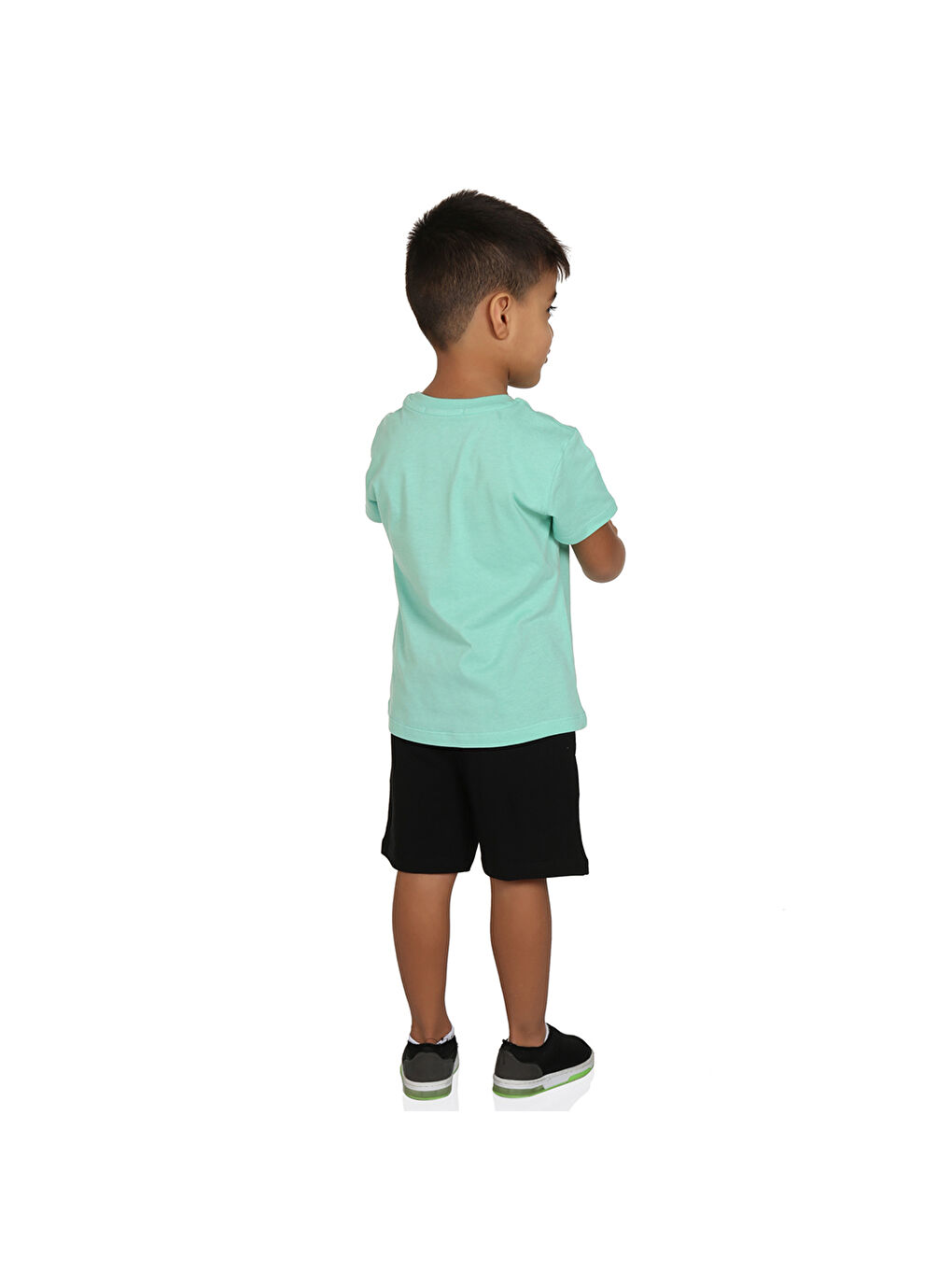 Turkuaz Erkek Çocuk Hollo Baskılı Şortlu Takım-1