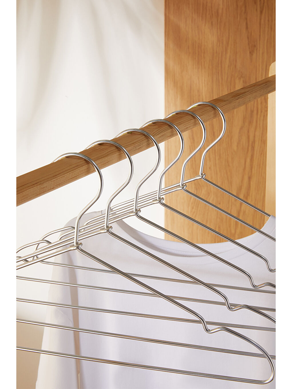 Gri 12'li Gümüş Renk Metal Giysi Askısı 22 x 41 x 0.4 cm-3