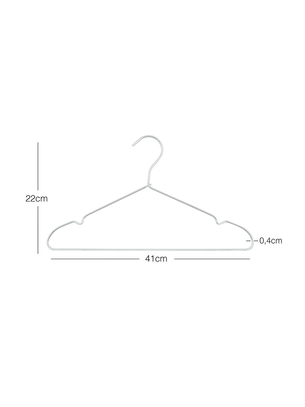 Gri 12'li Gümüş Renk Metal Giysi Askısı 22 x 41 x 0.4 cm-6