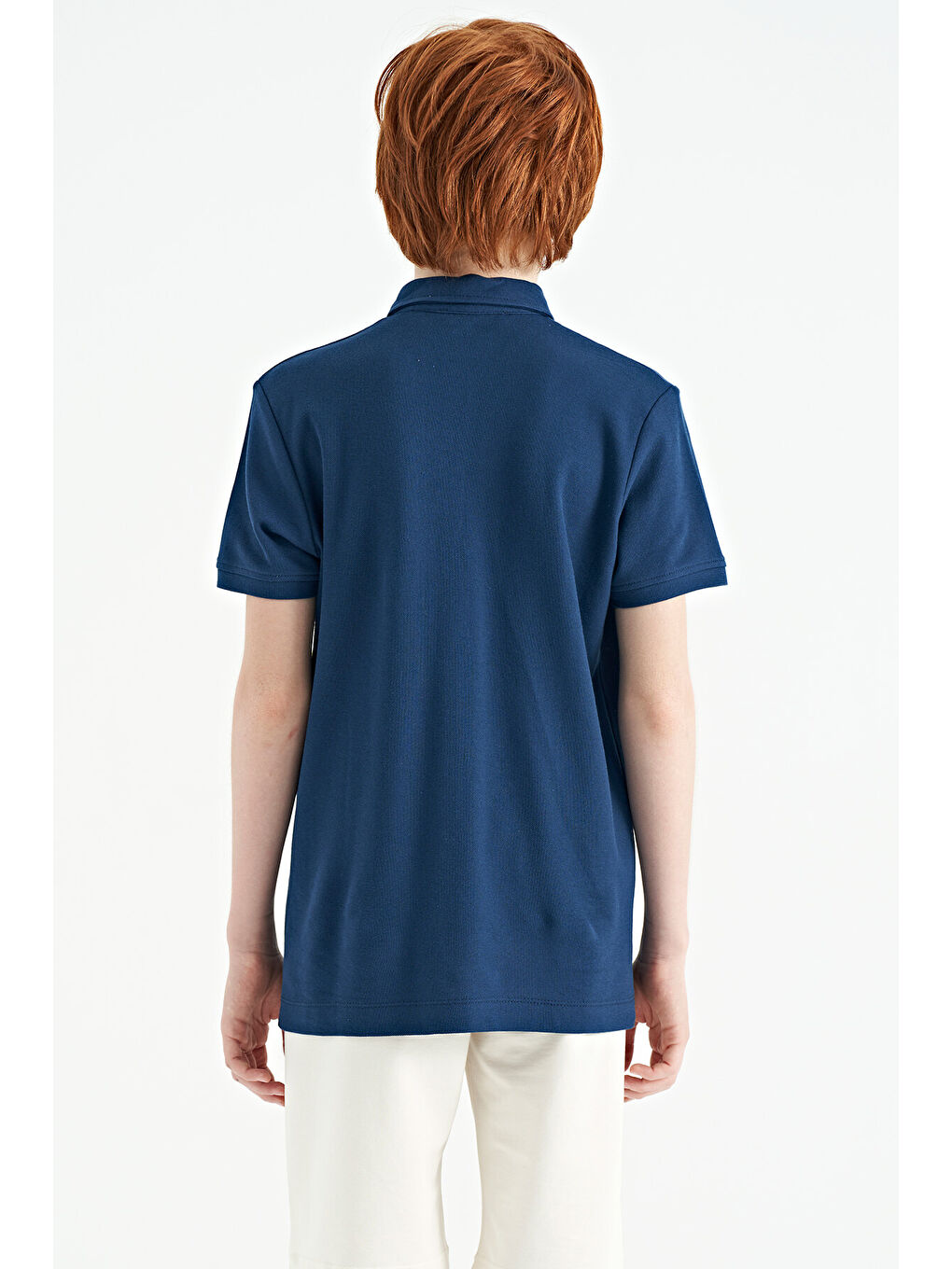 İndigo Baskı Detaylı Standart Kalıp Polo Yaka Erkek Çocuk Tişört - 11154-4