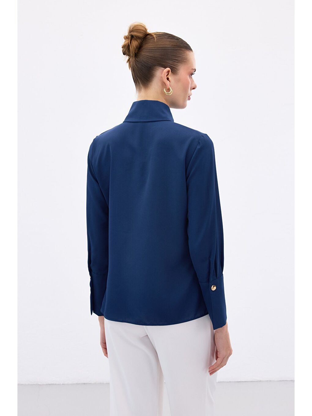 Çıt Çıt Detaylı Gömlek - İndigo-7