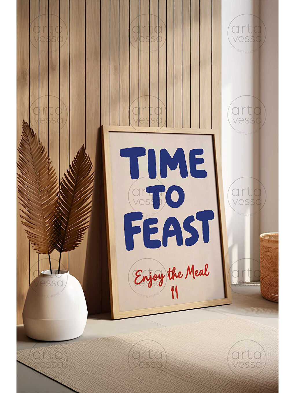 Beyaz Tek Parça Ham Renk Gerçek Ahşap Çerçeveli Tablo - TEKARTCRVMDF-2 - TEKARTCRVMDF2-5070-1