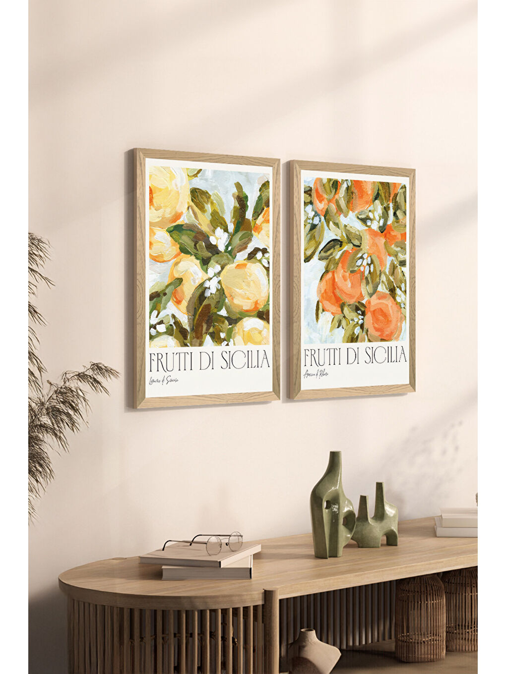 Beyaz 2 Parça Ahşap Çerçeve Görünümlü Mdf Tablo Seti 33x48 Cm - Model 1 - ERSY2MDFMODEL1-2030-1