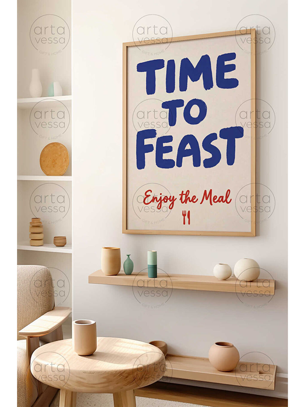 Beyaz Tek Parça Ham Renk Gerçek Ahşap Çerçeveli Tablo - TEKARTCRVMDF-2 - TEKARTCRVMDF2-5070-2