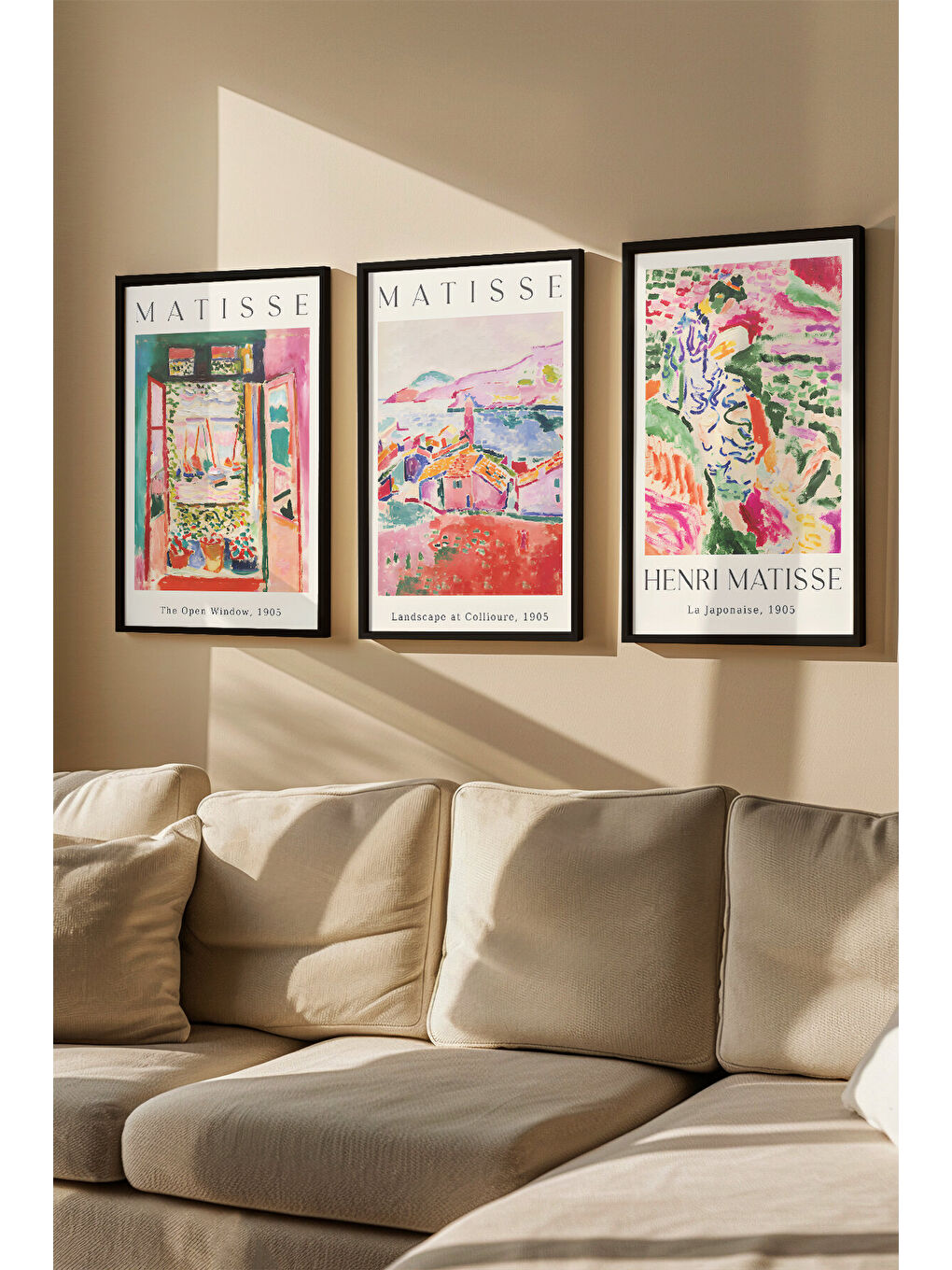 Beyaz 3 Parça Gerçek Ahşap Renkli Çerçeveli Tablo Seti - Model 1 - ARTVMODEL1-SIYAH