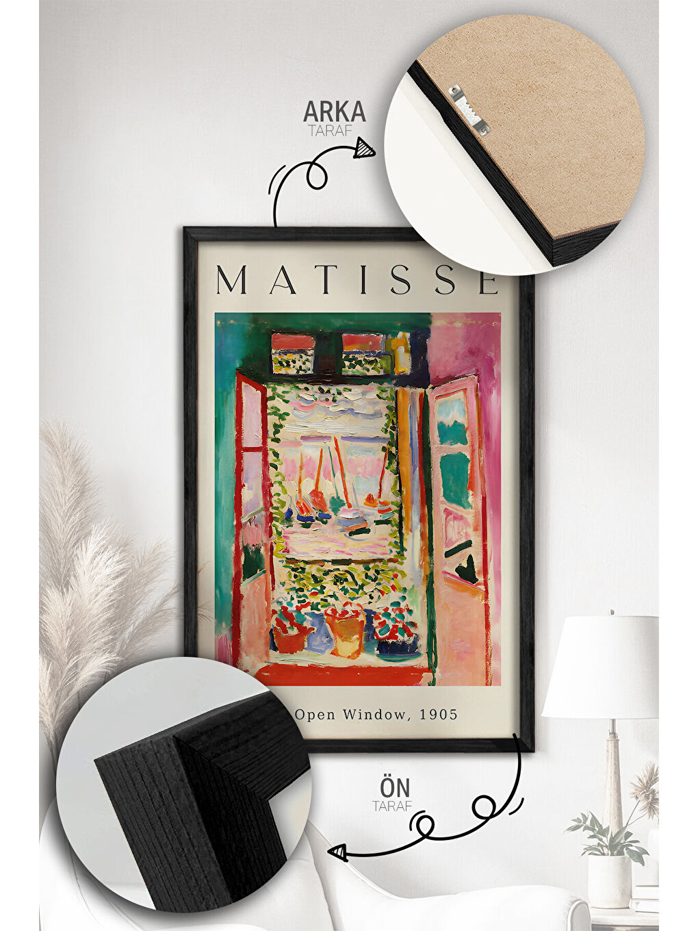 Beyaz 3 Parça Gerçek Ahşap Renkli Çerçeveli Tablo Seti - Model 1 - ARTVMODEL1-SIYAH-1