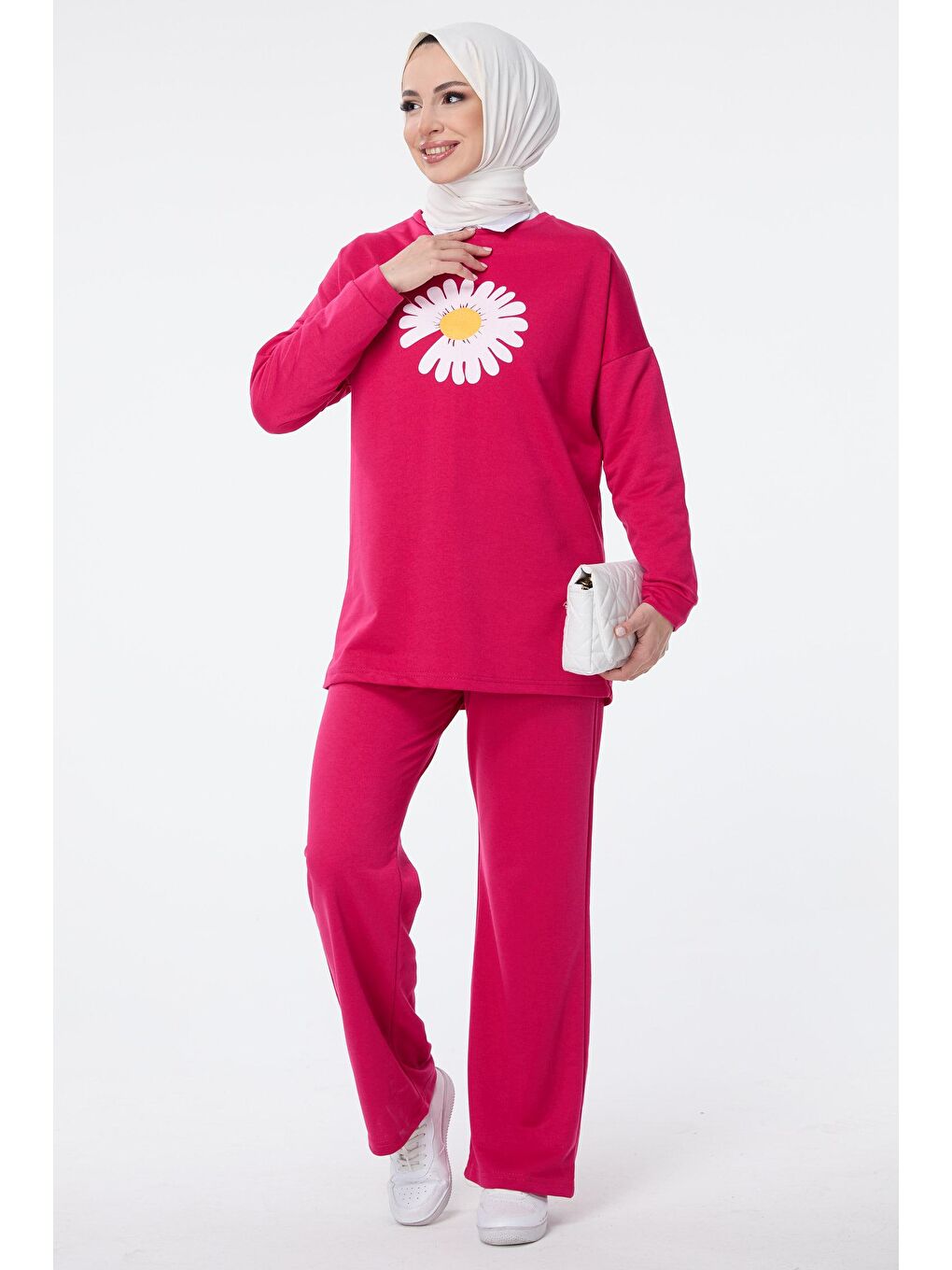 Bisiklet Yaka Kadın Fuşya Eşofman Takımı - 13061