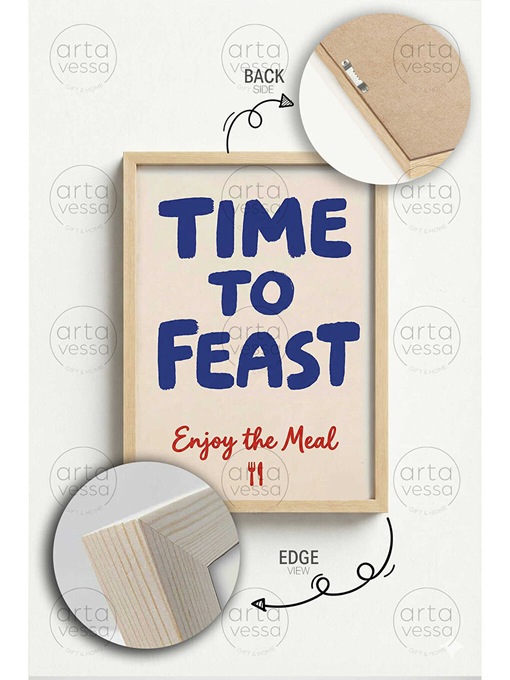 Beyaz Tek Parça Ham Renk Gerçek Ahşap Çerçeveli Tablo - TEKARTCRVMDF-2 - TEKARTCRVMDF2-5070-3