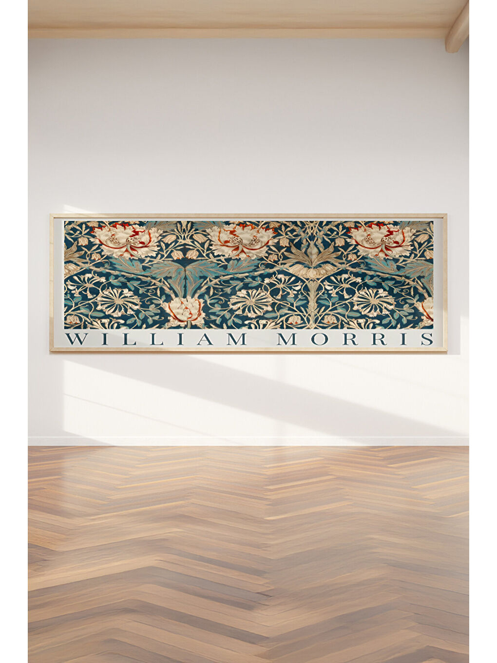 Beyaz Tek Parça Gerçek Ham Ahşap Yatay Panorama Çerçeveli Tablo - Model 15 - 50 x 120-1