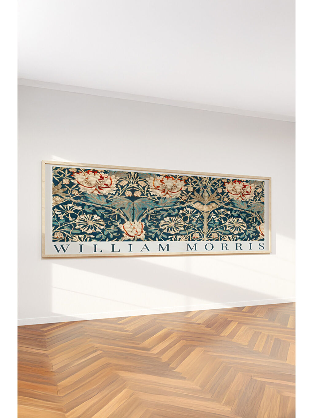 Beyaz Tek Parça Gerçek Ham Ahşap Yatay Panorama Çerçeveli Tablo - Model 15 - 50 x 120-2