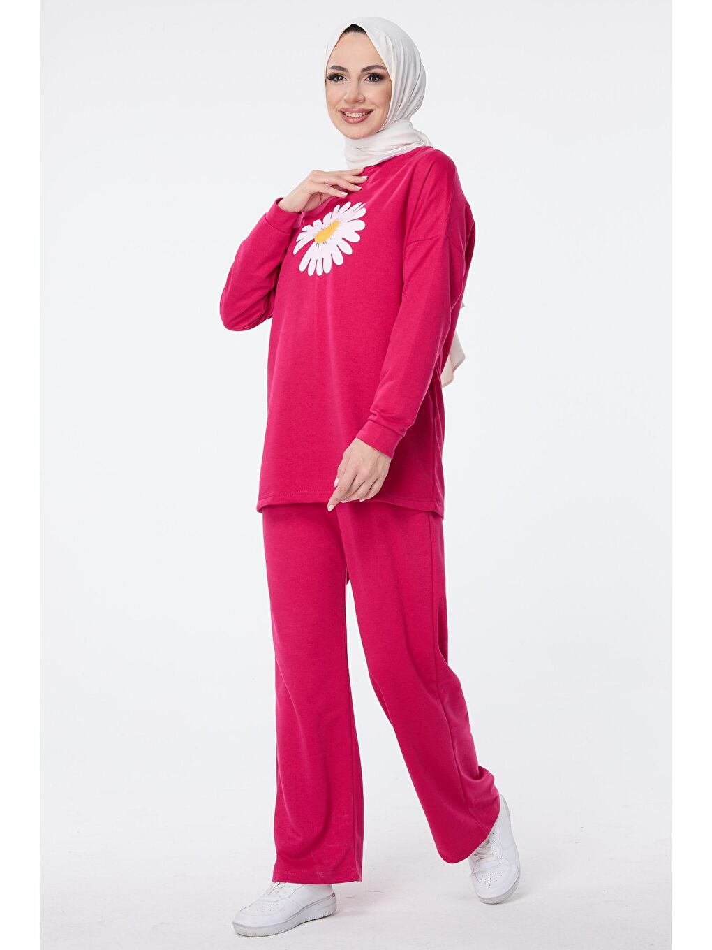 Bisiklet Yaka Kadın Fuşya Eşofman Takımı - 13061-3