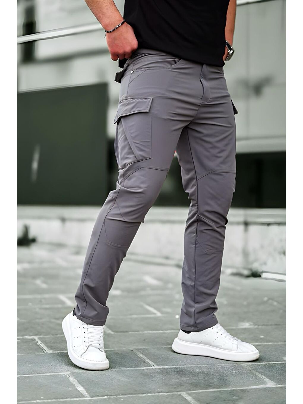 Antrasit Vr 55132 Erkek Tactical Elastanlı Suya Dayanıklı Outdoor Kargo Pantolon