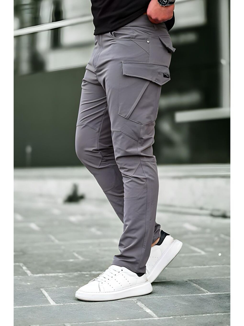 Antrasit Vr 55132 Erkek Tactical Elastanlı Suya Dayanıklı Outdoor Kargo Pantolon-1