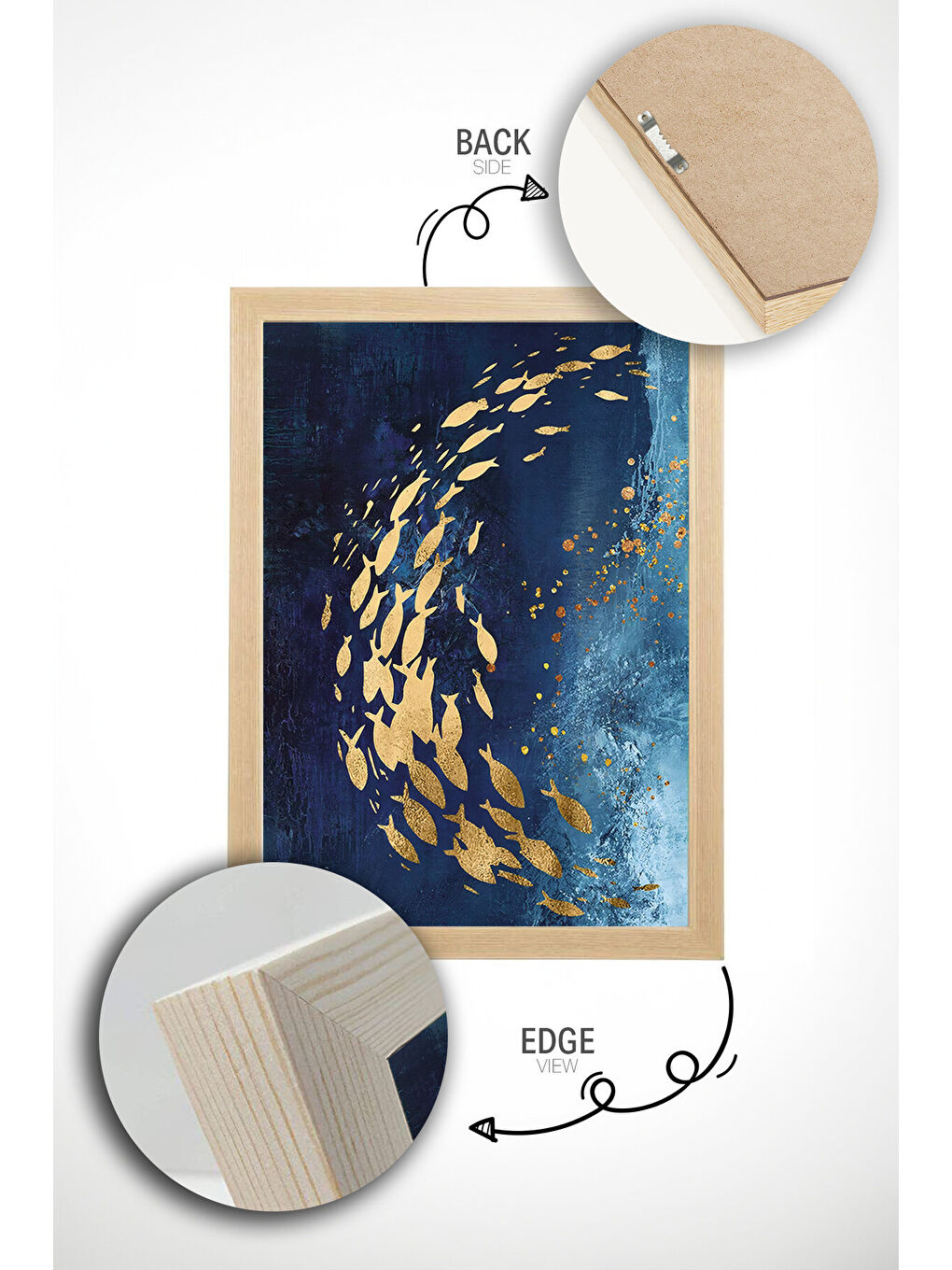 Beyaz 2 Parça Gerçek Ahşap Renkli Çerçeveli Tablo Seti - Model 5 - ERSY2LIMODEL5-AHSAP-1