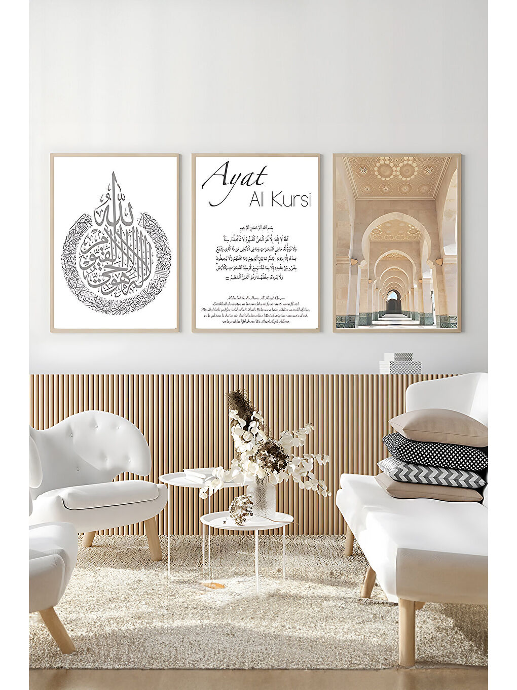 Beyaz 3 Parça Çerçeve Görünümlü Mdf Tablo Seti - ARTSYCLLCT5-3348