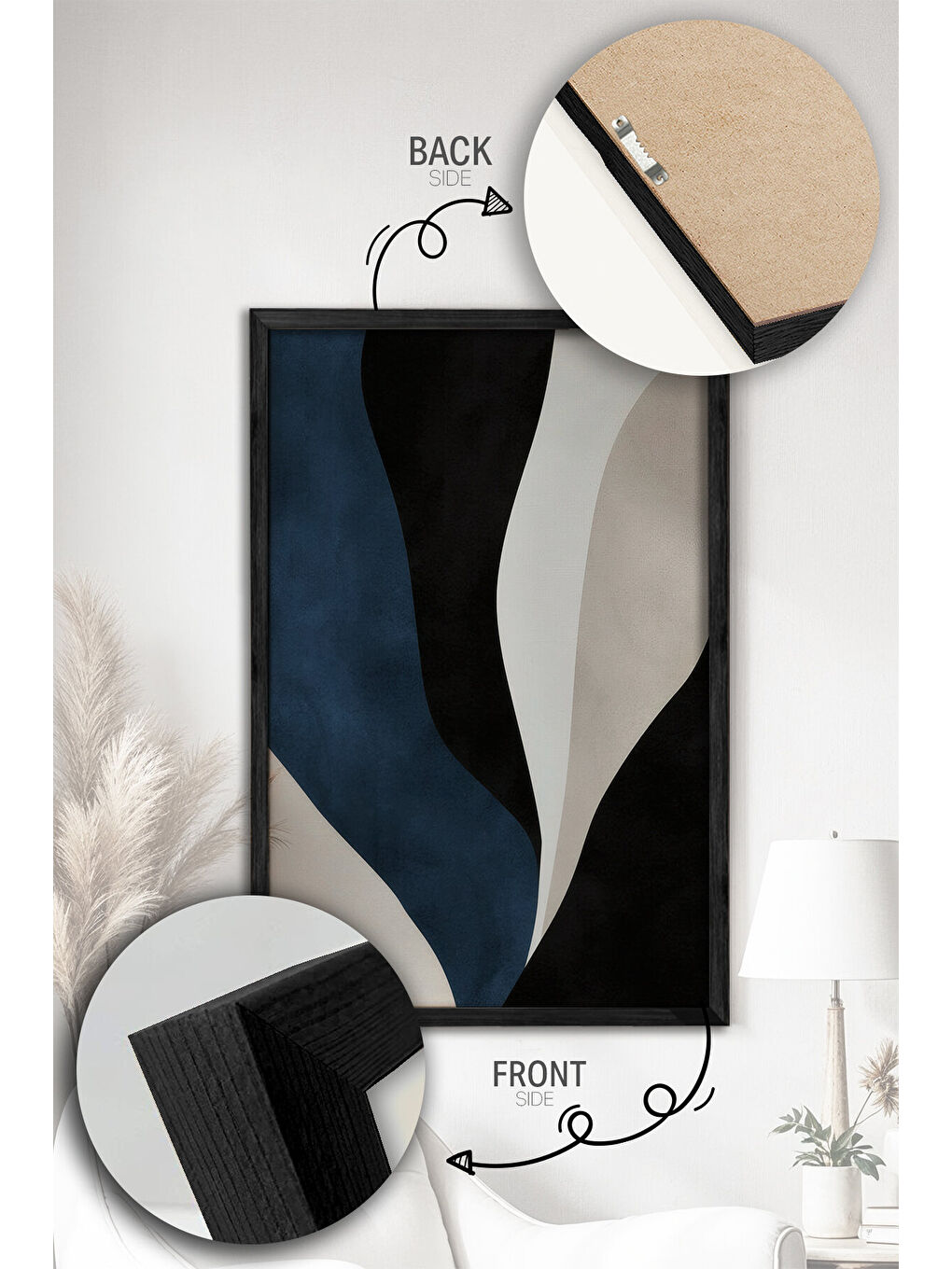 Beyaz 2 Parça Gerçek Siyah Renkli Çerçeveli Tablo Seti - Model 39 - ERSY2LIMODEL39-SIYAH-1