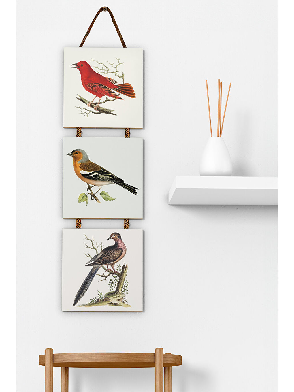 Beyaz 3'lü Halat Askılı Mdf Tablo Seti - ARTHALAT-1