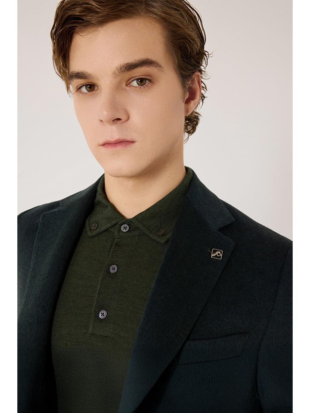 Yeşil Regular Fit %100 Yün Ceket Yaka Erkek Klasik Ceket-3