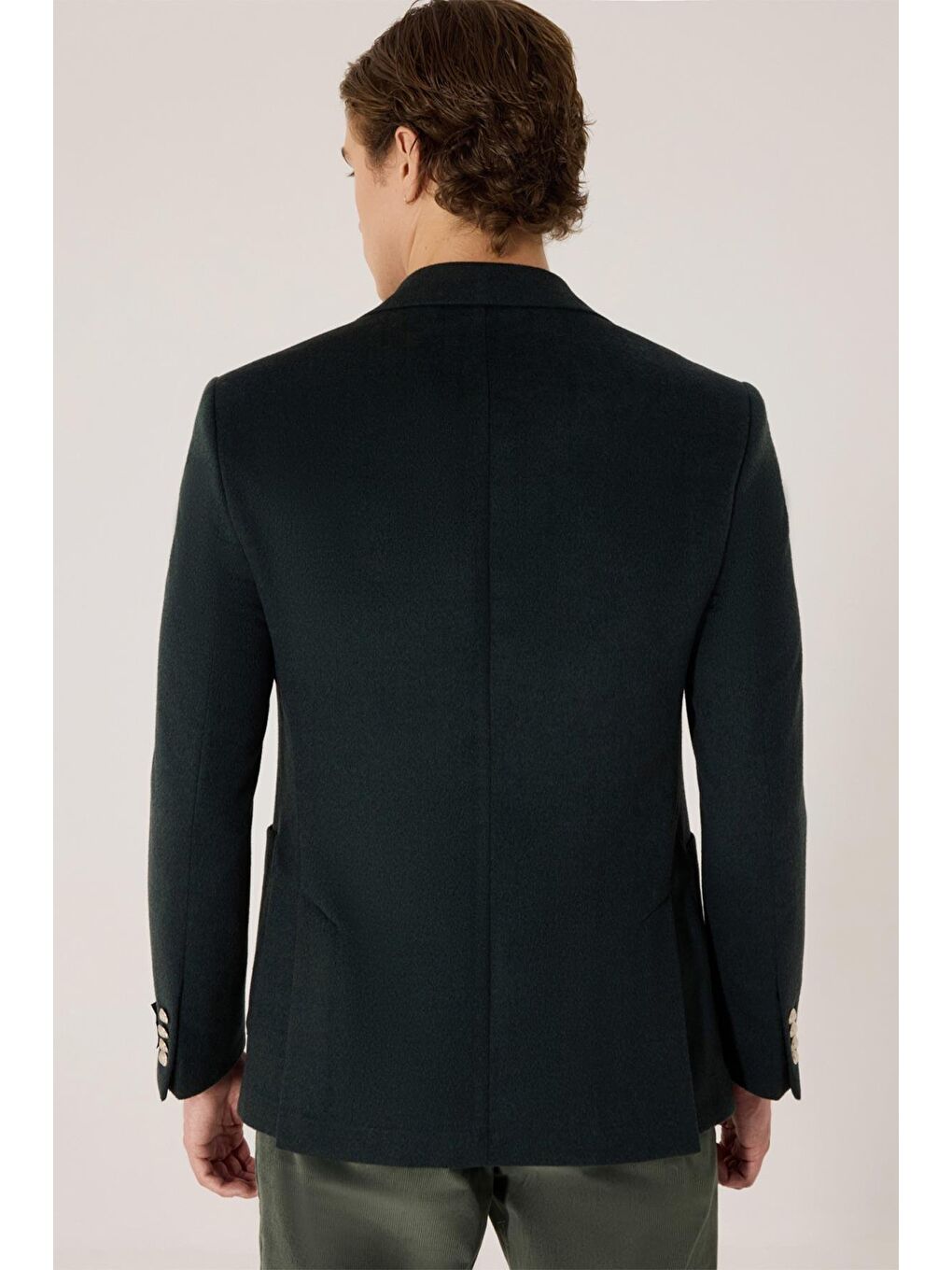 Yeşil Regular Fit %100 Yün Ceket Yaka Erkek Klasik Ceket-4