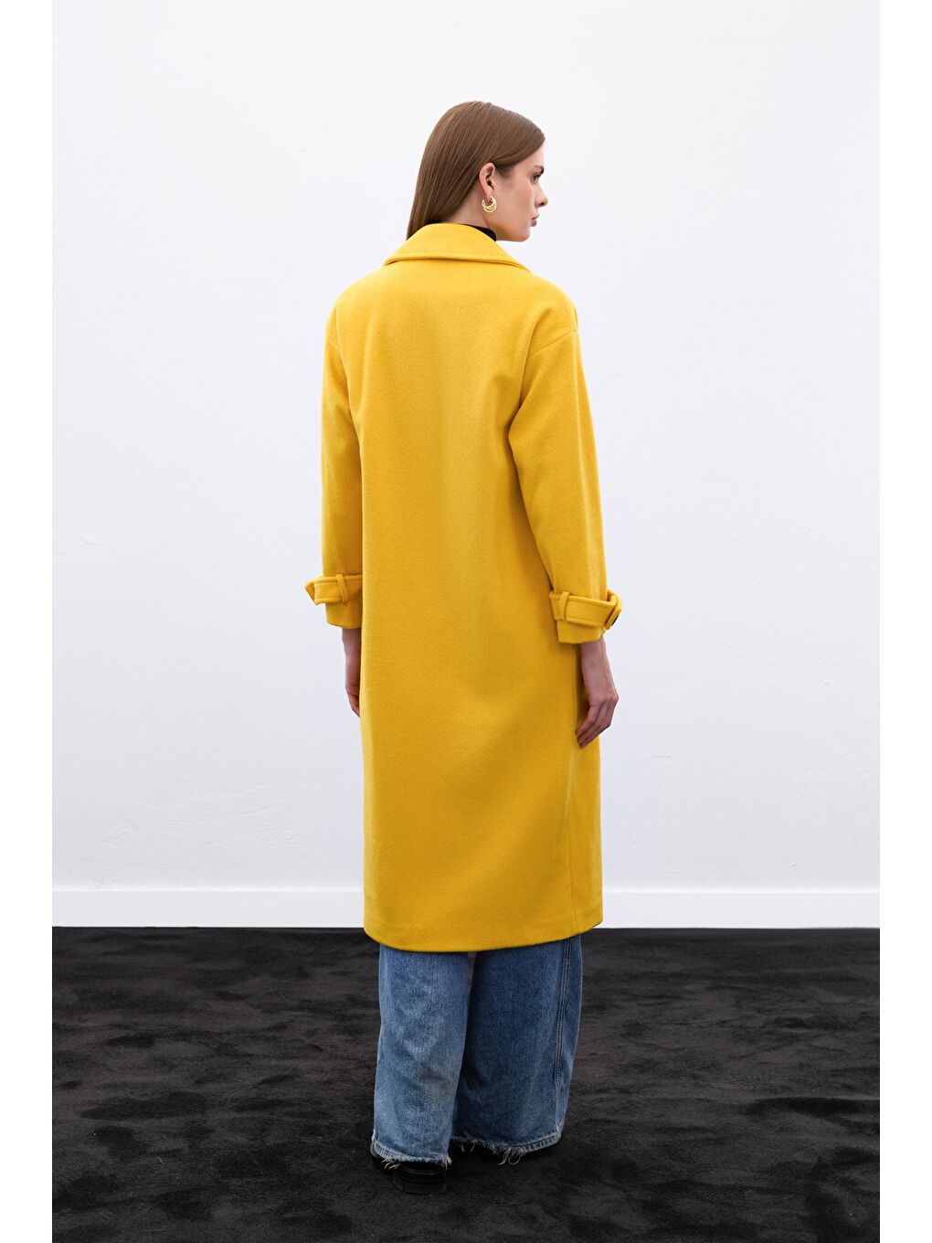 Kol Kemer Detaylı Salaş Kaban - Sarı-7