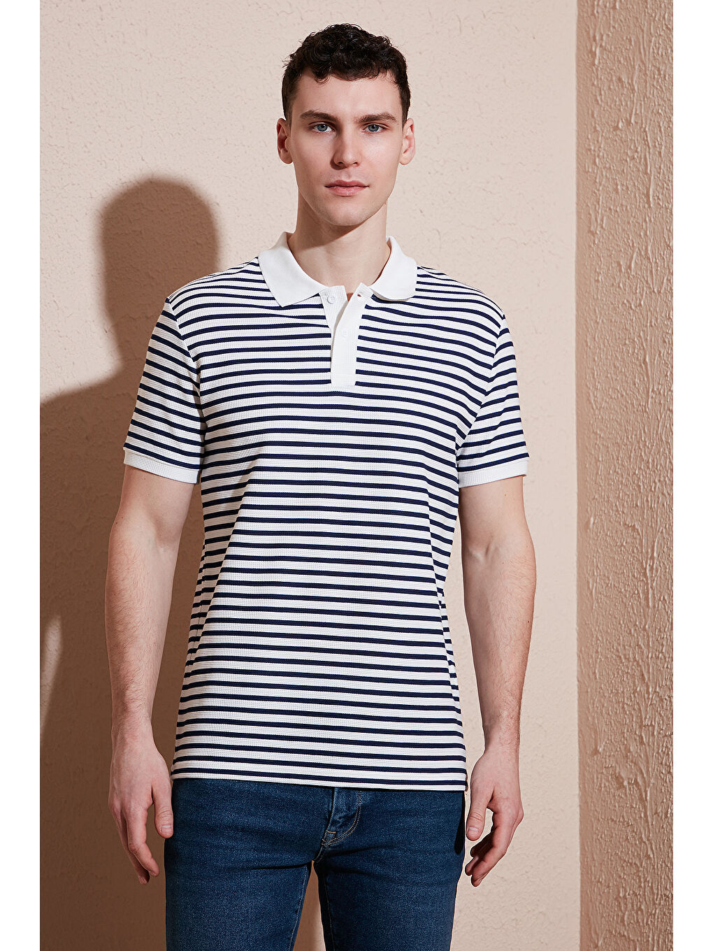 İndigo Pamuklu Regular Fit Çizgili Polo Yaka %100 Pamuk Tişört 5903009-1