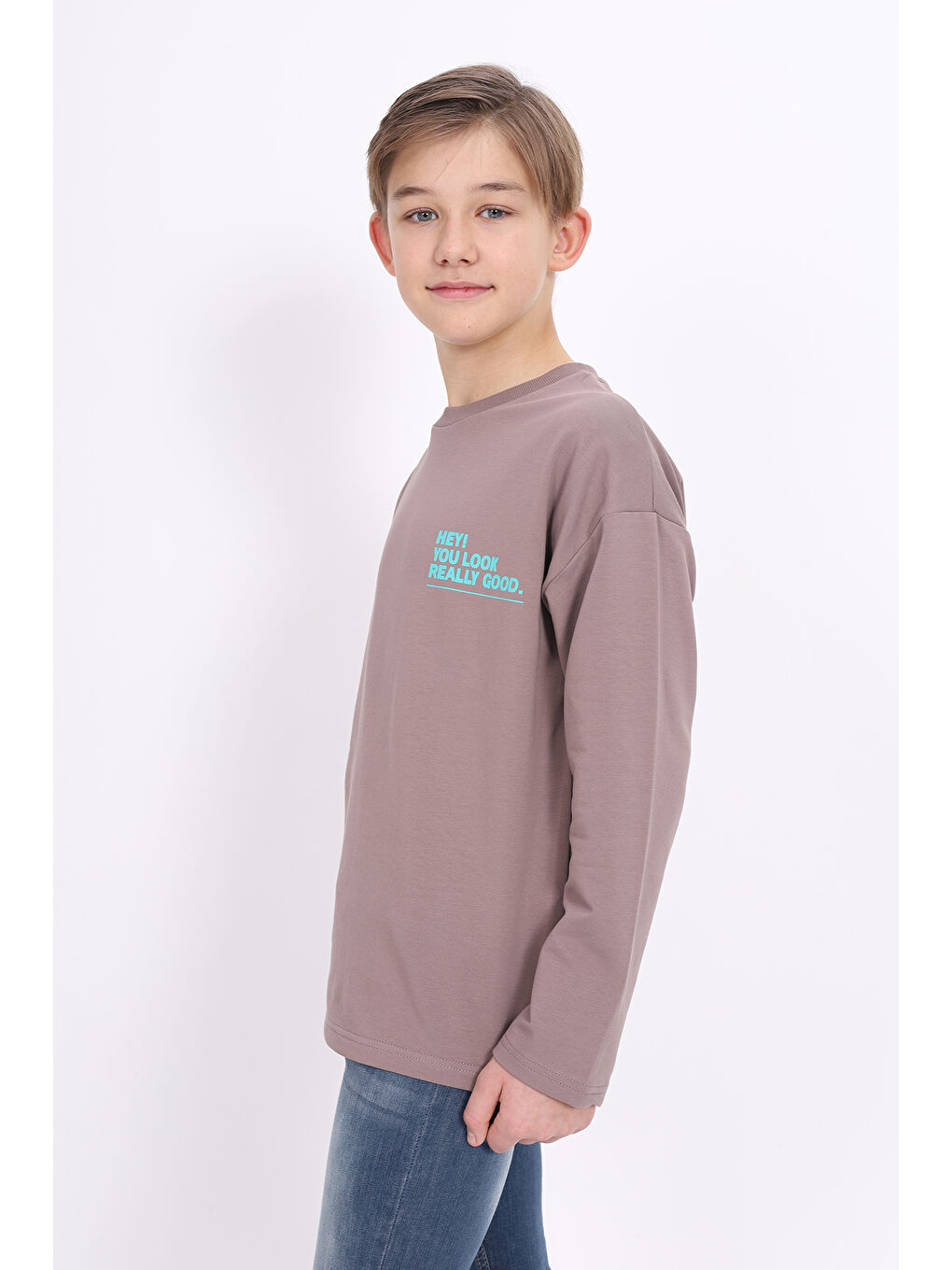 Kahverengi Erkek Çocuk Baskılı Sweatshirt-1