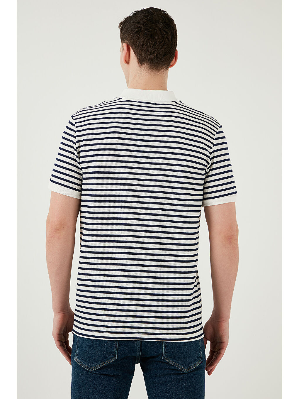 İndigo Pamuklu Regular Fit Çizgili Polo Yaka %100 Pamuk Tişört 5903009-6